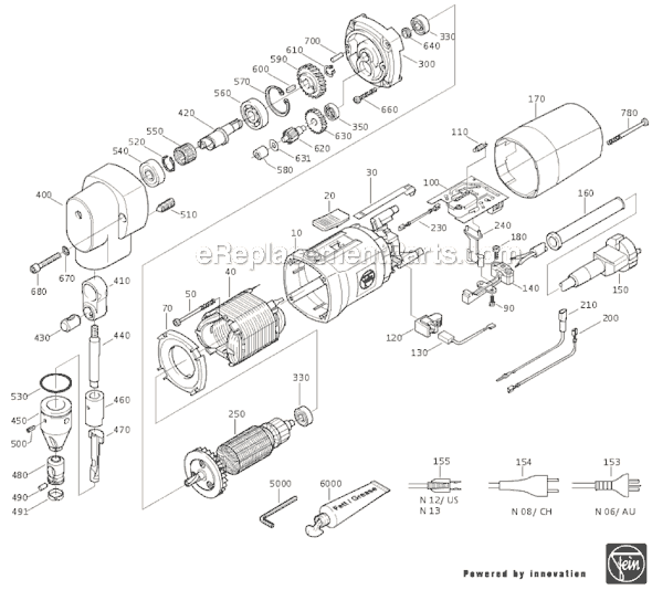 Page A Diagram and Parts List for RSS638-5 72322613114 Fein Nibbler & Shears