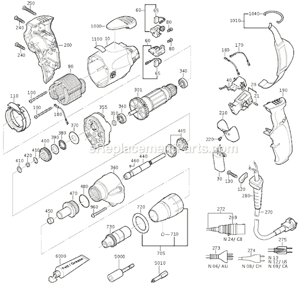 Page A Diagram and Parts List for SCT5-40 72130113110 Fein Electric Drill
