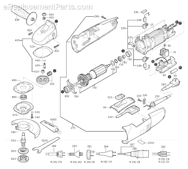 Page A Diagram and Parts List for WSG14-150 14-150 Fein Angle Grinder