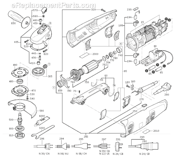 Page A Diagram and Parts List for WSG14-70ET 14-70ET Fein Angle Grinder