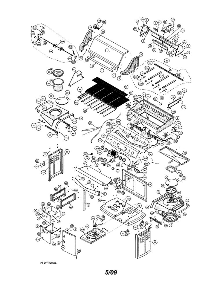 Gas Grill Diagram and Parts List for FGQ65079  Fiesta Built-In Cooking