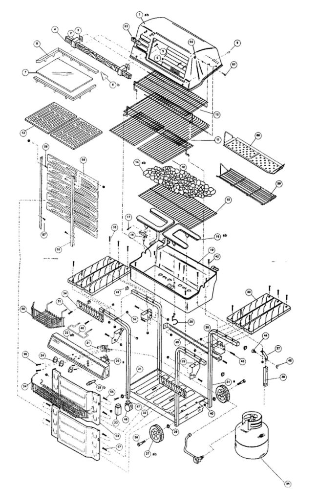 Grill Diagram and Parts List for BH40045VER2  Fiesta Built-In Cooking