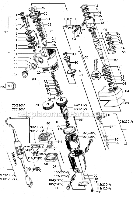 Page A Diagram and Parts List for BSW3023C  Flex Electric Drill