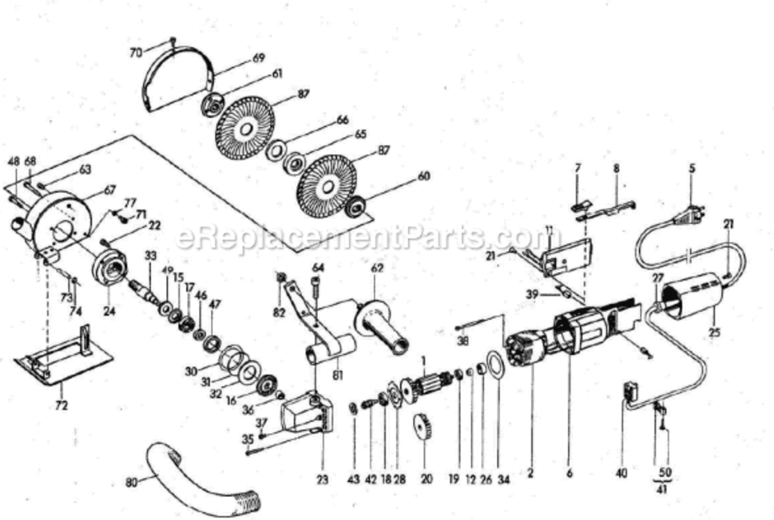 Page A Diagram and Parts List for F1509FR  Flex Concrete Saw