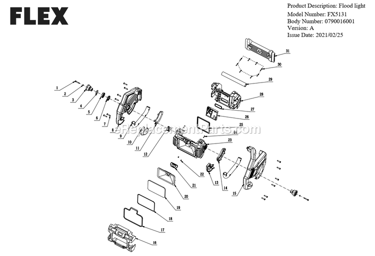 Page A Diagram and Parts List for FX5131 A Flex Miscellaneous