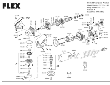 Section 1 Diagram and Parts List for XFE7-1280 A Flex Sander Polisher