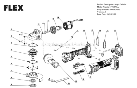 Page A Diagram and Parts List for FX3171A A Flex Sander Grinder