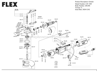 Page A Diagram and Parts List for LW1509 A Flex Sander Grinder