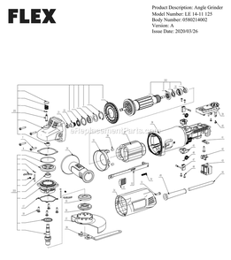 Page A Diagram and Parts List for LE14-11125 A Flex Sander Grinder