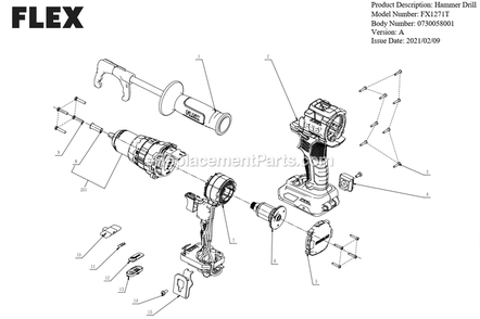 Page A Diagram and Parts List for FX1271T A Flex Drill