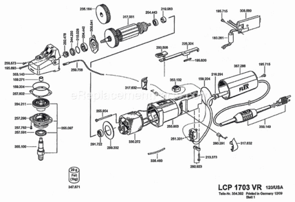 Page B Diagram and Parts List for LCP1703VR  Flex Sander Polisher