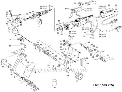 Page A Diagram and Parts List for LRP1503VRA  Flex Sander Polisher