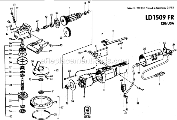 Page A Diagram and Parts List for LD1509FR  Flex Dust Collector