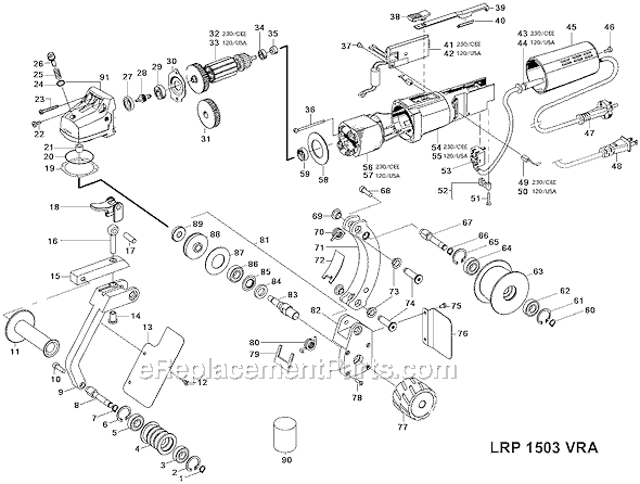 Page A Diagram and Parts List for LRP1503VRA  Flex Sander Polisher