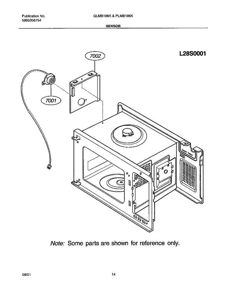 SENSOR Diagram and Parts List for GLMB186KS01  Frigidaire Microwave