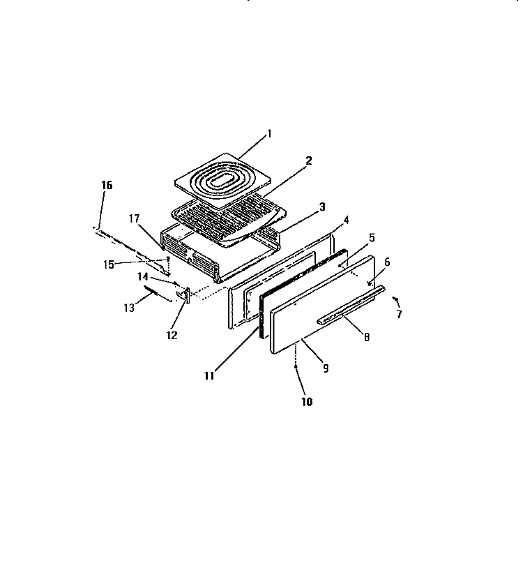 BROILER DRAWER, PANELS Diagram and Parts List for G24PCL0  Frigidaire Wall Oven