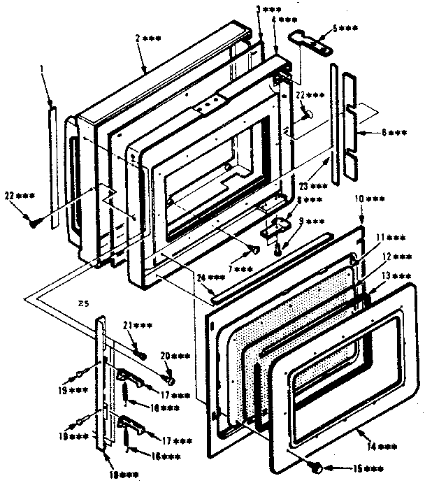 Door Parts Diagram and Parts List for 5648778621  Kenmore Microwave