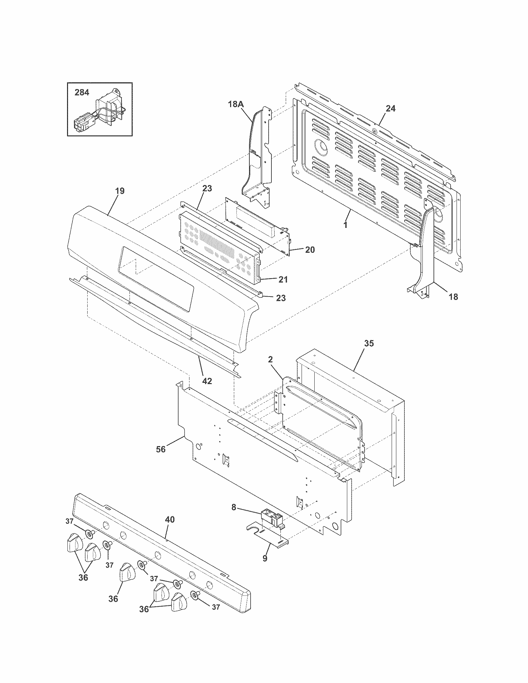 Backguard Diagram and Parts List for 79078023300  Kenmore Range