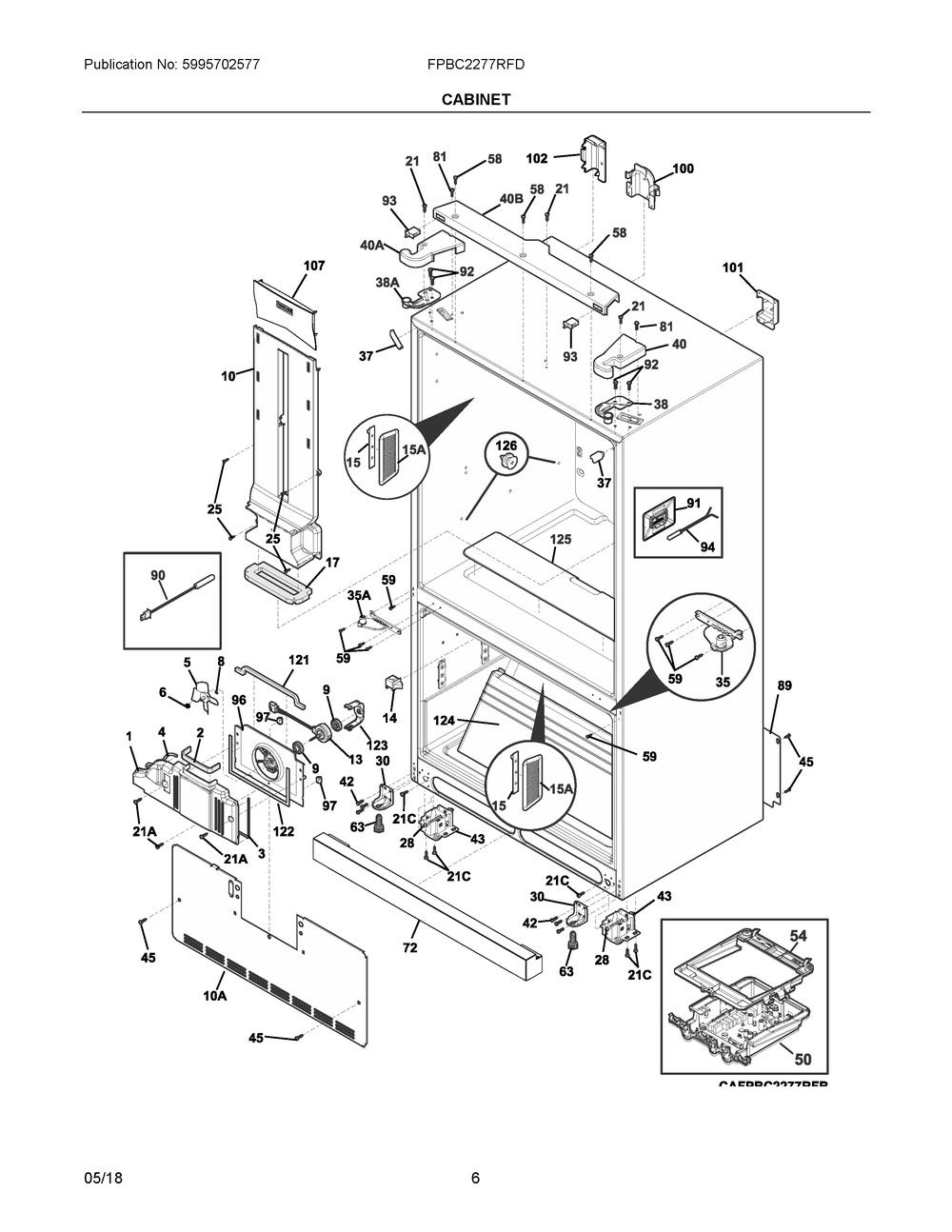 Cabinet Diagram and Parts List for FPBC2277RFD  Frigidaire Refrigerator