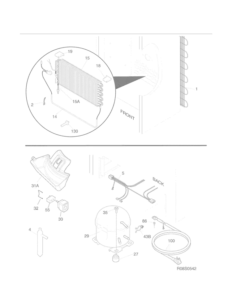 System Diagram and Parts List for 25327002410  Kenmore Freezer