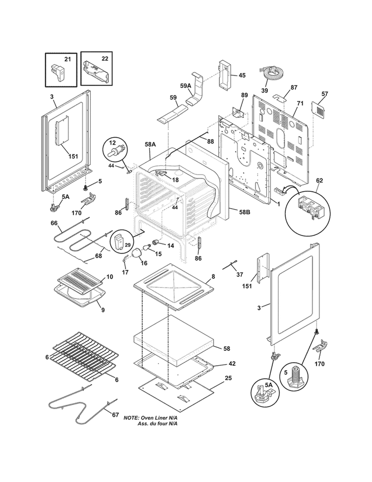 Body Diagram and Parts List for CFEF366GCF  Frigidaire Range