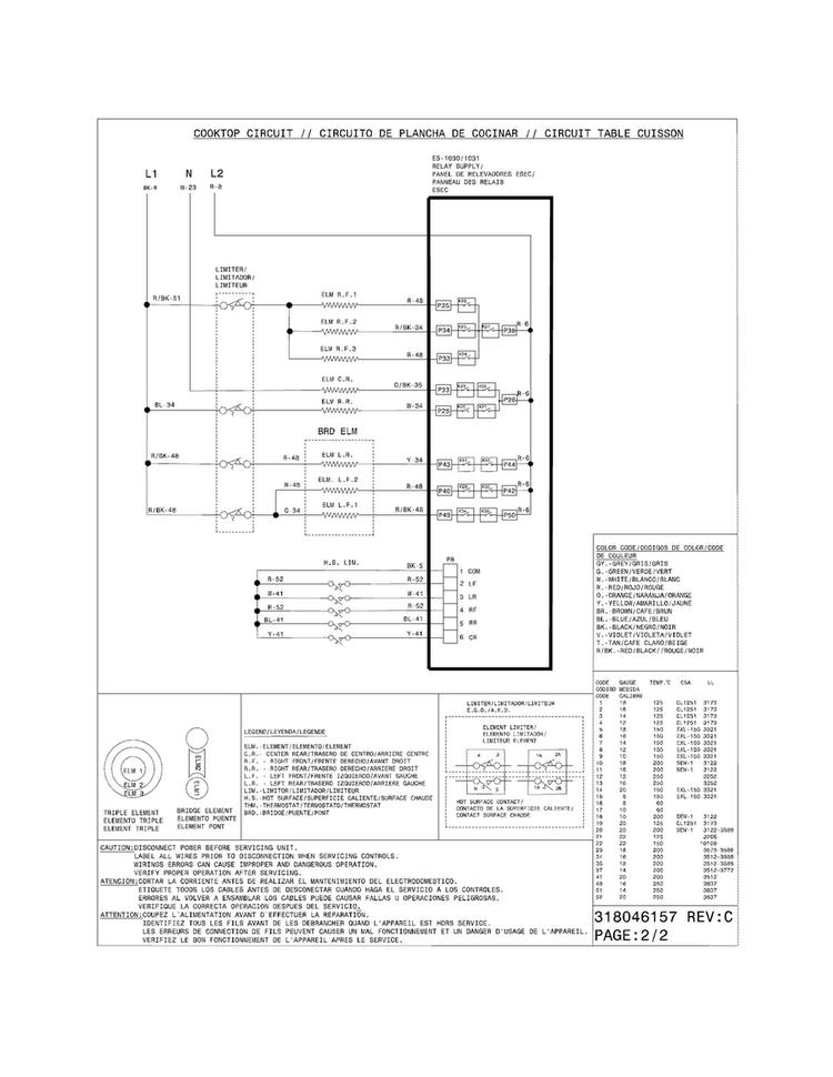 Wiring Diagram Diagram and Parts List for CGEF308TNF2  Frigidaire Range