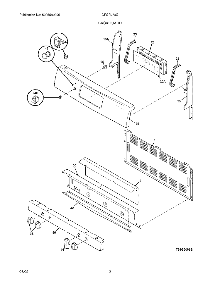 BACKGUARD Diagram and Parts List for CFGFL79GSD  Frigidaire Range