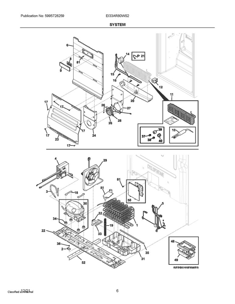 System Diagram and Parts List for EI33AR80WS2  Frigidaire Refrigerator