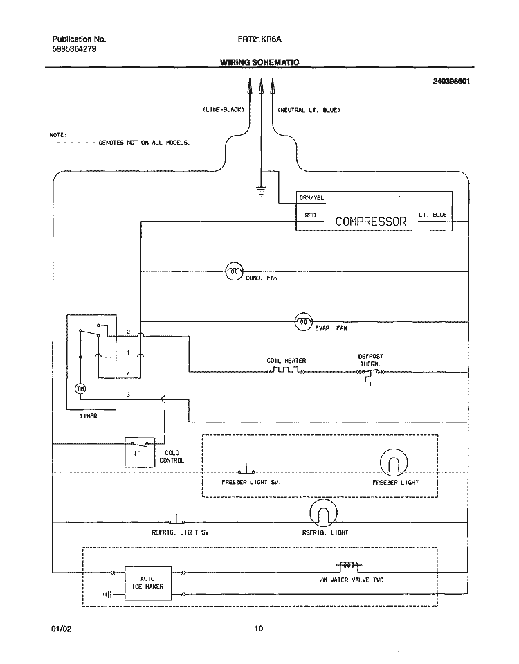 WIRING SCHEMATIC Diagram and Parts List for FRT21KR6AB2  Frigidaire Refrigerator
