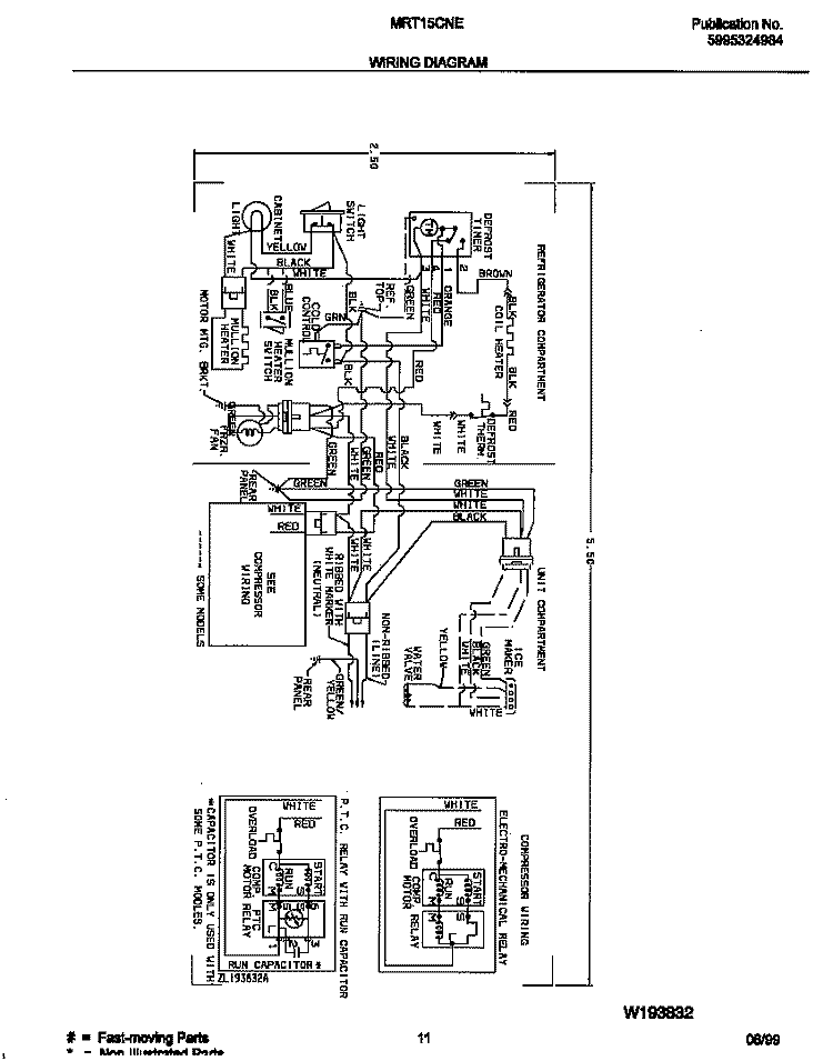 WIRING DIAGRAM Diagram and Parts List for MRT15CNEWB  Frigidaire Refrigerator