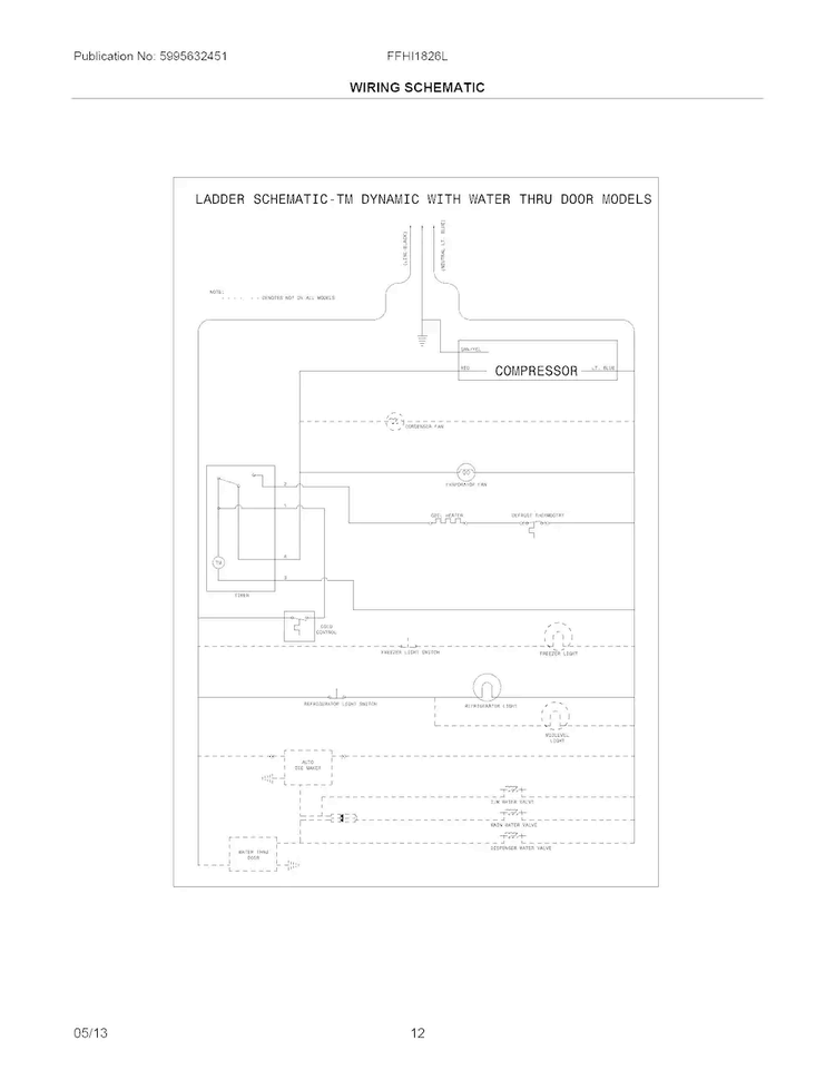Wiring Schematic Diagram and Parts List for FFHI1826LB9  Frigidaire Refrigerator