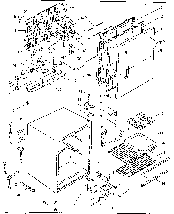 Cabinet Parts Diagram and Parts List for 5648912520  Kenmore Refrigerator
