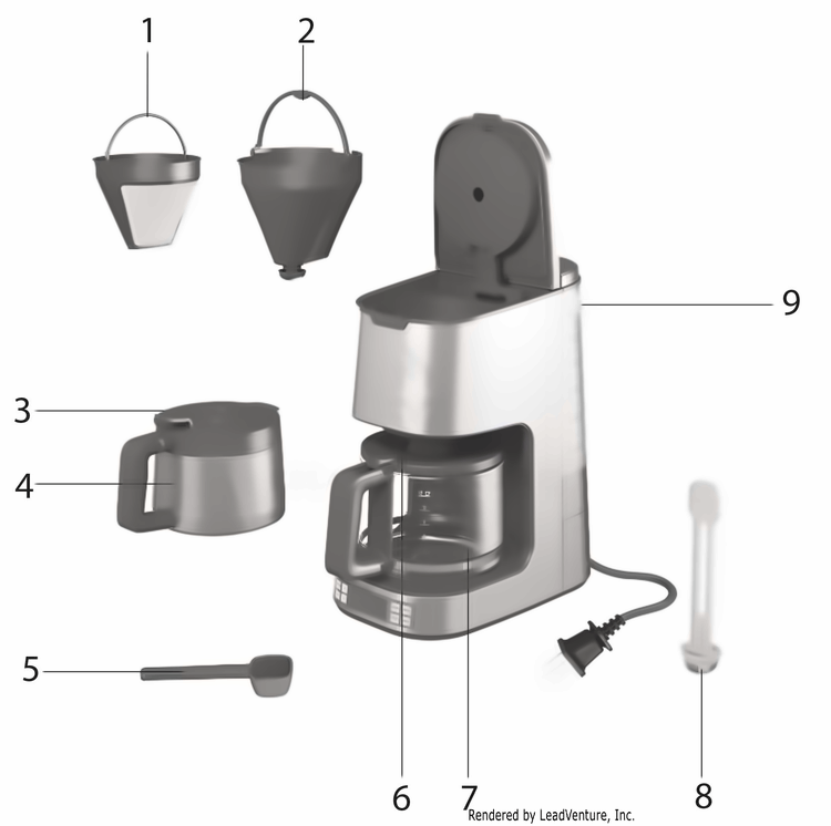 Replacement Parts Diagram and Parts List for ELDC12D8PS  Electrolux Coffee Maker