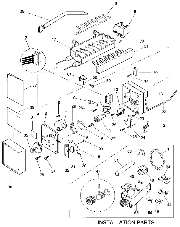 Icemaker Diagram and Parts List for FRT22RHAW0 Z0 Frigidaire Refrigerator
