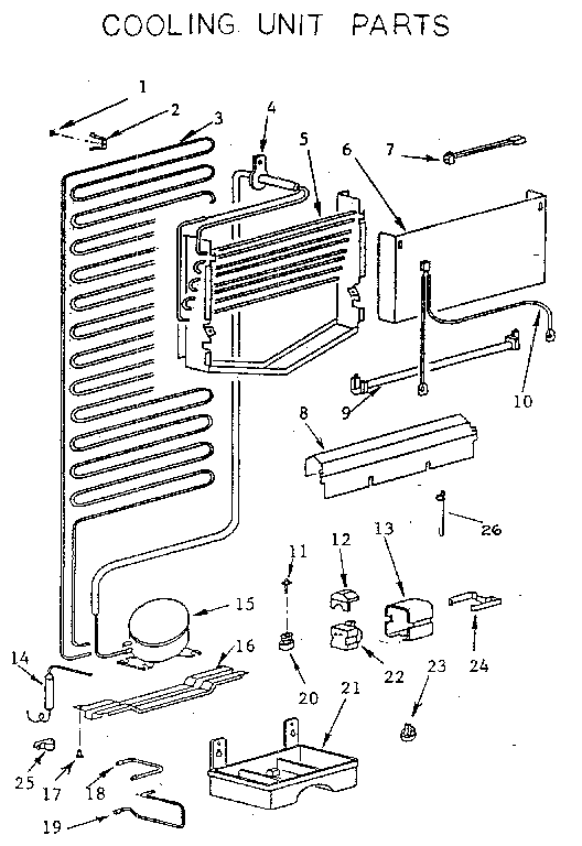 Cooling Unit Diagram and Parts List for 5649610480  Kenmore Refrigerator