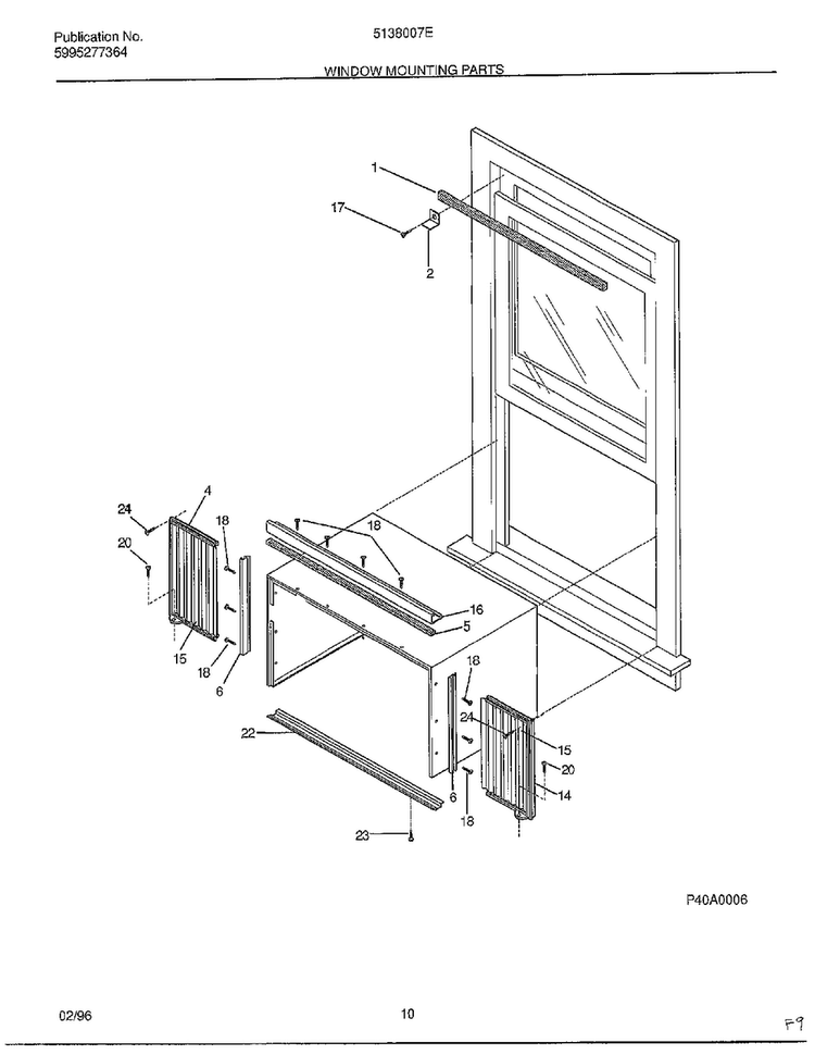 Window Mounting Parts Diagram and Parts List for 5138007E  Frigidaire Air Conditioner