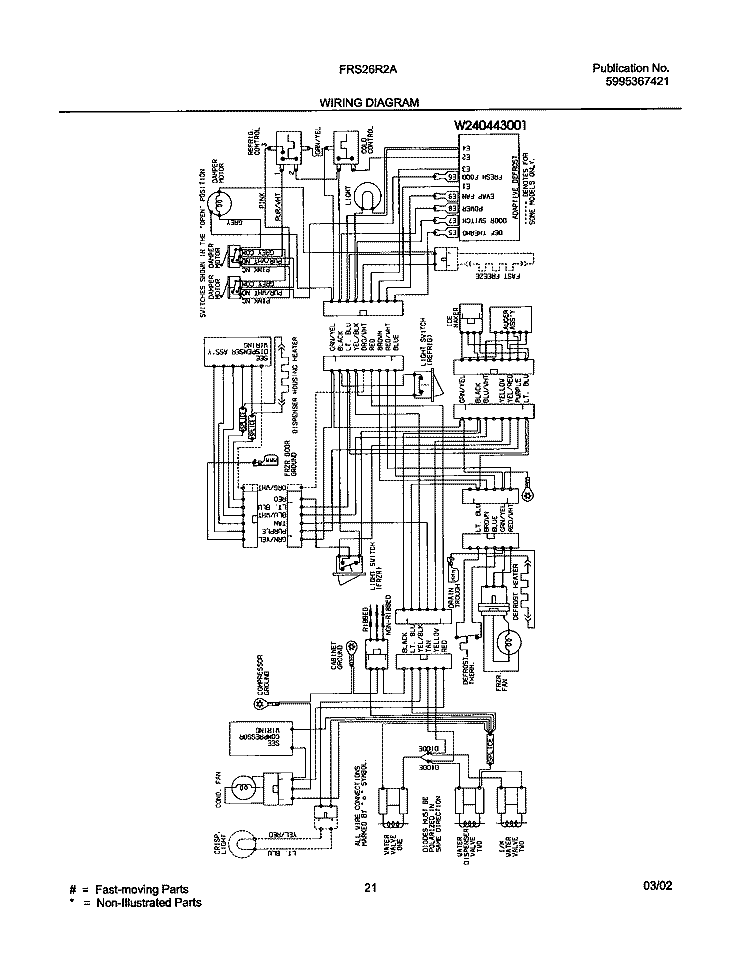 WIRING DIAGRAM Diagram and Parts List for FRS26R2AQ1  Frigidaire Refrigerator