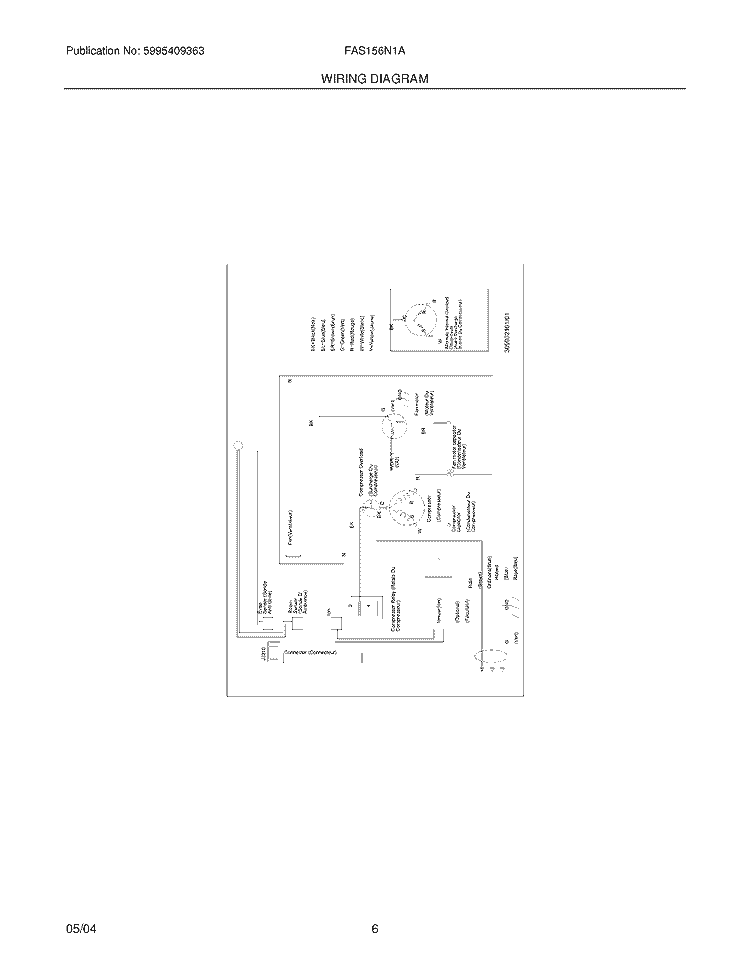WIRING DIAGRAM Diagram and Parts List for FAS156N1A  Frigidaire Air Conditioner