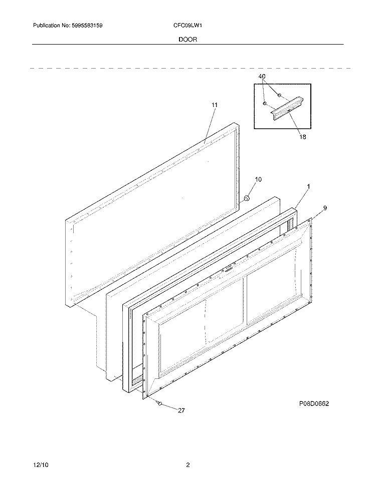 DOOR Diagram and Parts List for CFC09LW1  Crosley Freezer