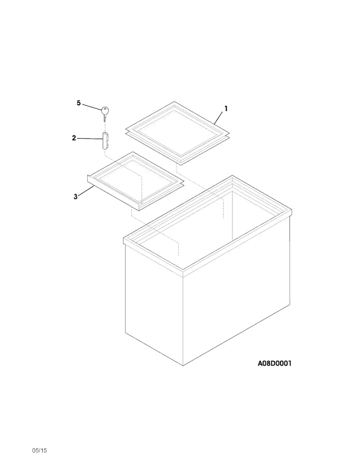 Door Diagram and Parts List for KCNF160QWA  Kelvinator Freezer