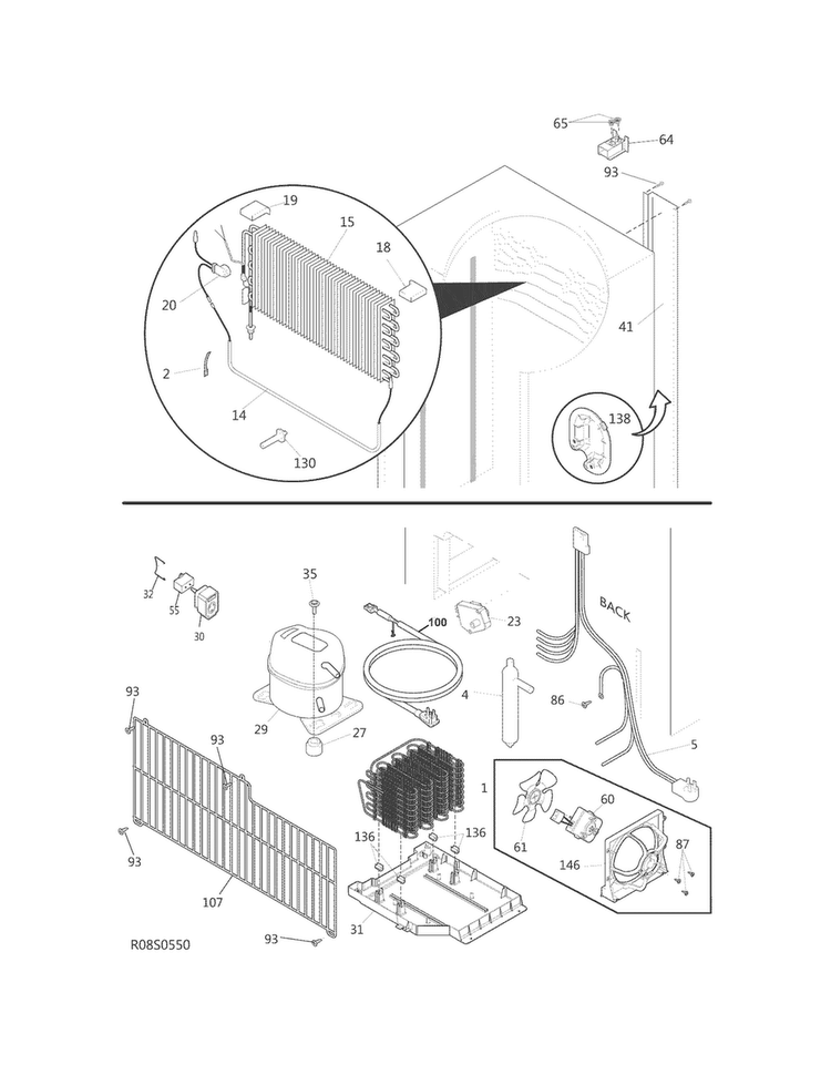 System Diagram and Parts List for GCBM18RQWA  Gibson Freezer