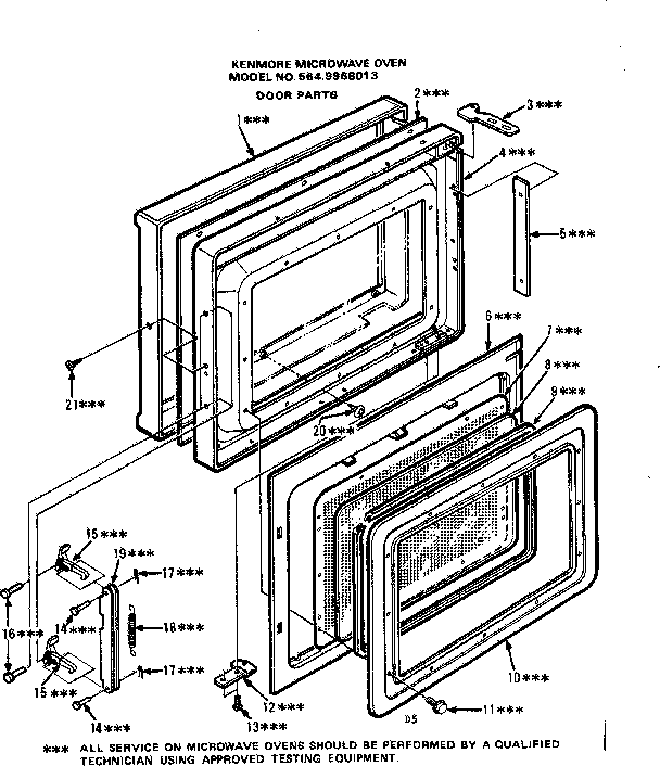 Door Parts Diagram and Parts List for 5649968013  Kenmore Microwave