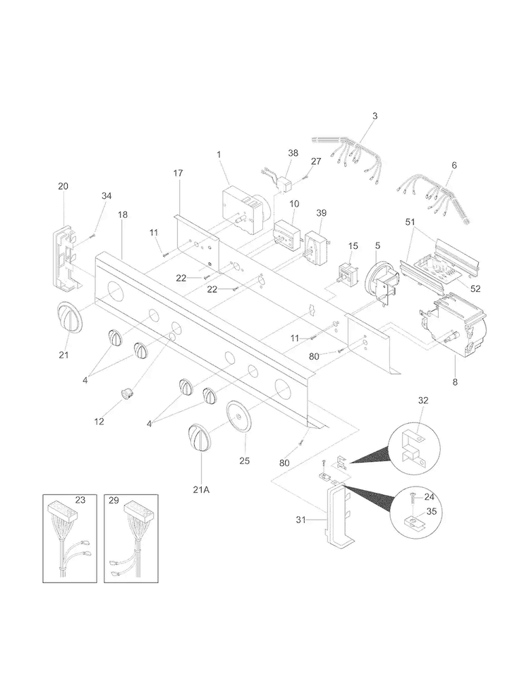 Control Panel Diagram and Parts List for 41797962702  Kenmore Washer Dryer Combo