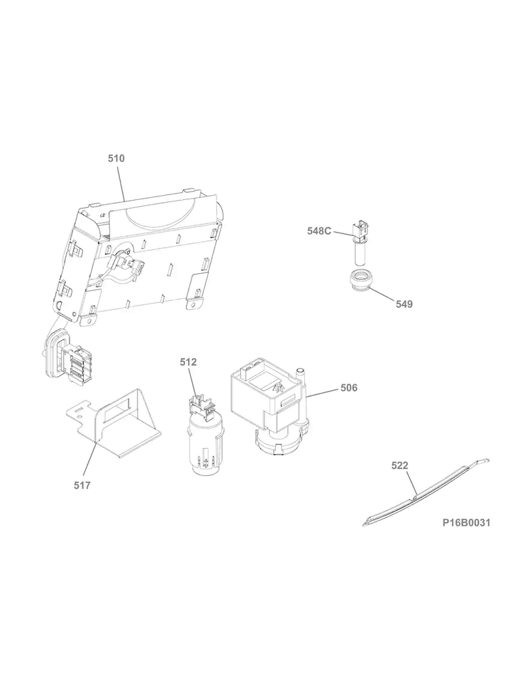 Burner Diagram and Parts List for EIED2CAQSW00  Electrolux Dryer