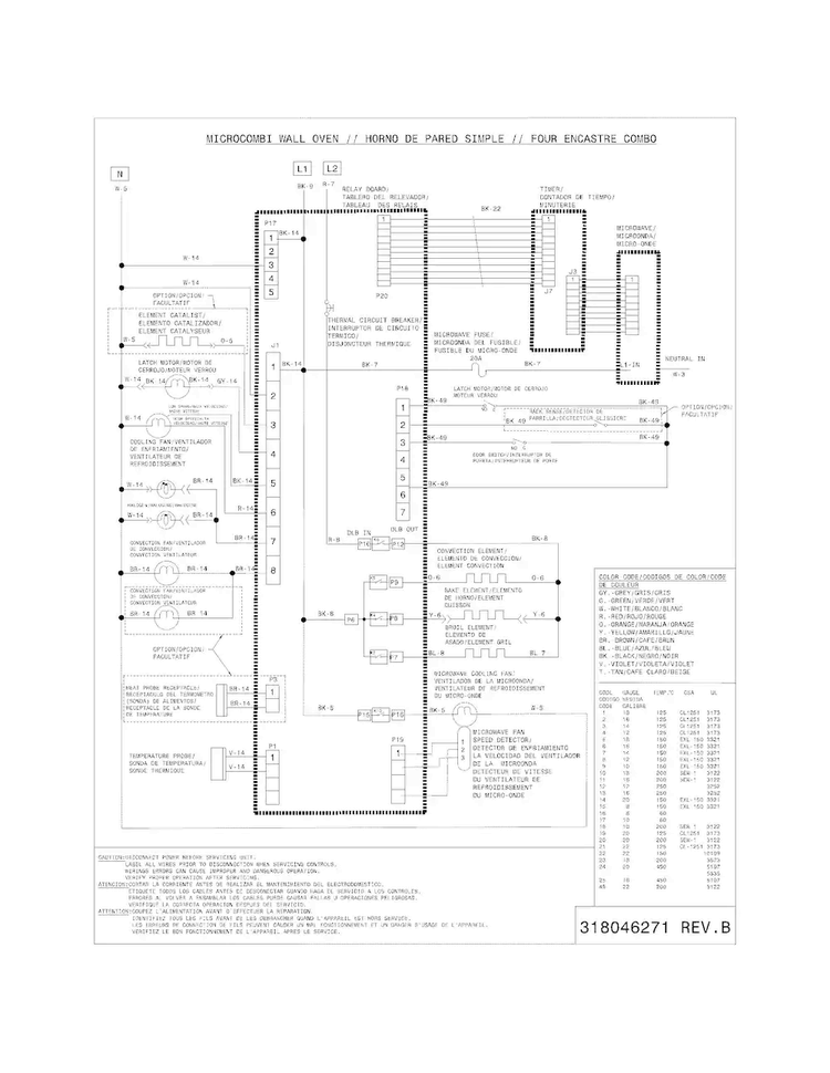 Wiring Diagram Diagram and Parts List for EW27MC65JS3  Electrolux Microwave Oven Combo