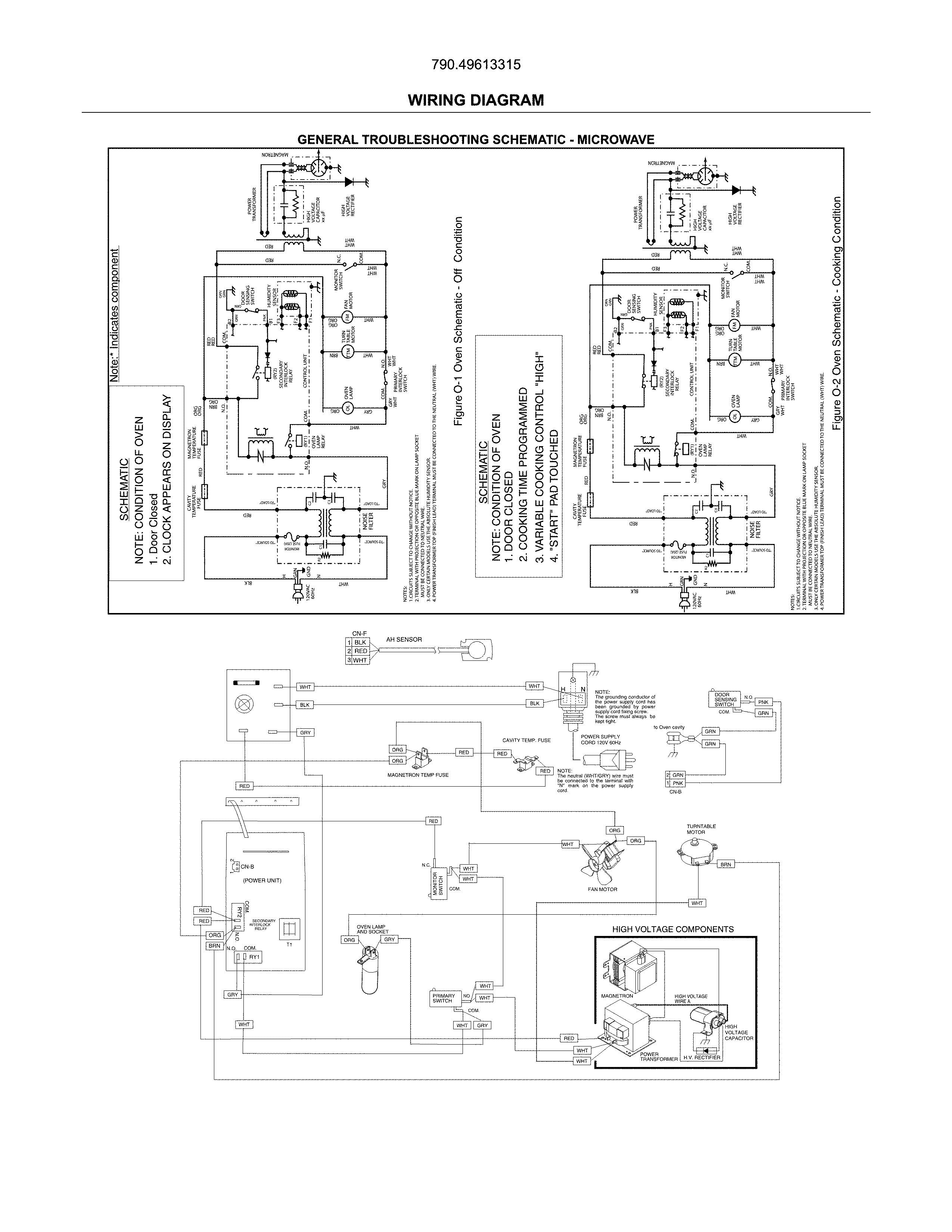 Wiring Diagram Diagram and Parts List for 79049613315  Kenmore Microwave
