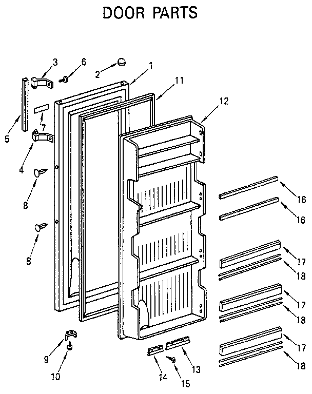 Door Diagram and Parts List for 5648661181  Kenmore Refrigerator