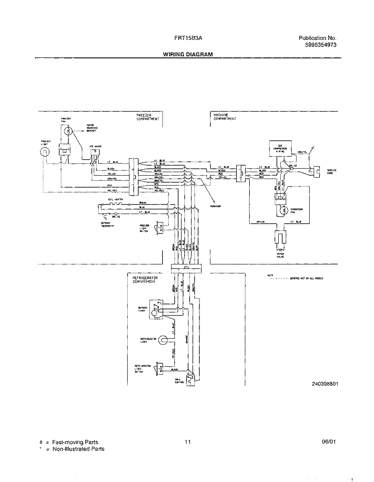 WIRING DIAGRAM Diagram and Parts List for FRT15B3AQ0  Frigidaire Refrigerator