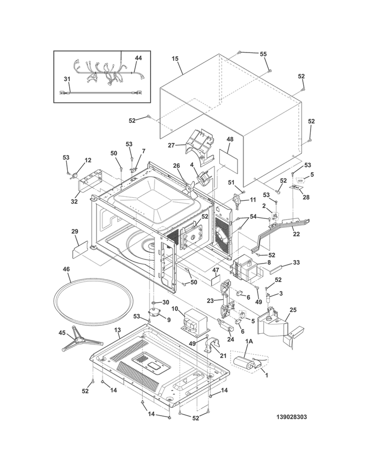 Microwave Diagram and Parts List for FGMC3065PFD  Frigidaire Microwave Oven Combo