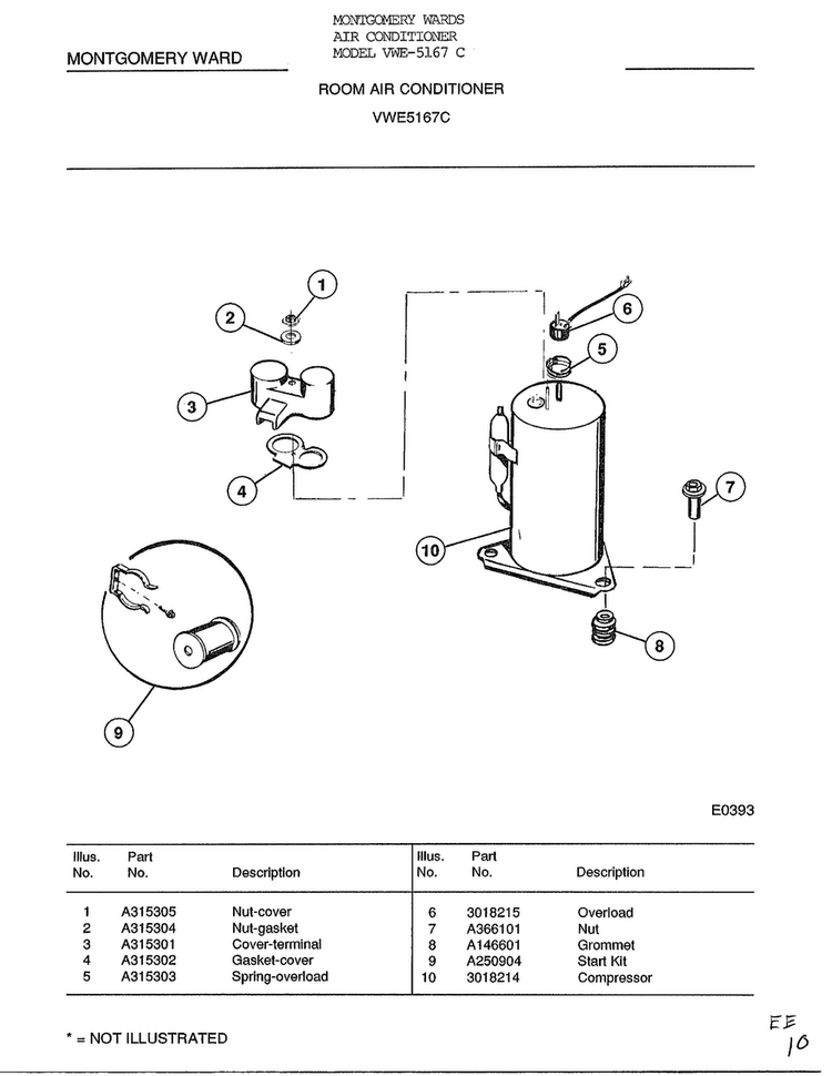 Room Air Conditioner Page 3 Diagram and Parts List for 5467C  Frigidaire Air Conditioner